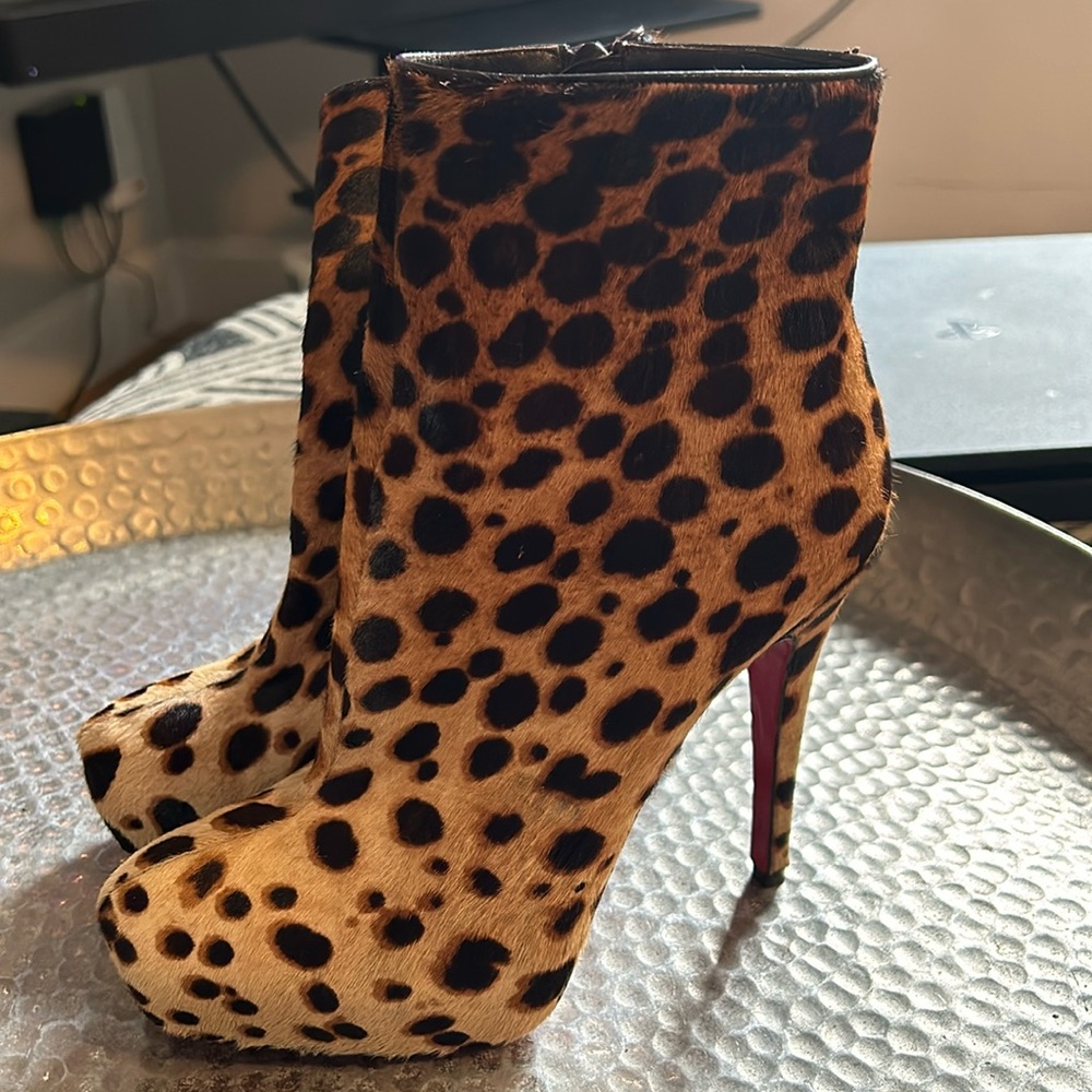Authentic Christian Louboutin leopard bootie